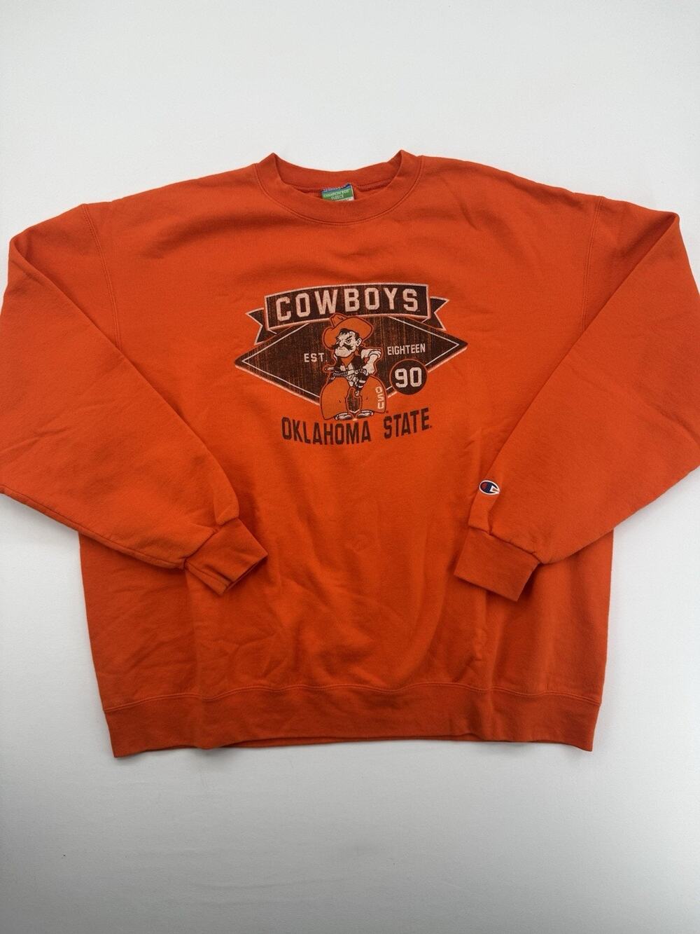 Champion Cowboys Oklahoma State University Crewneck Orange Sweatshirt Sz XXL